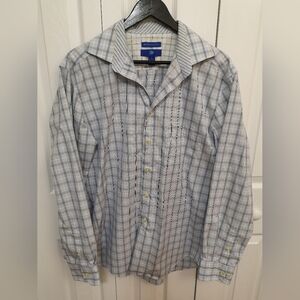 Egara Non-Iron Modern Fit Plaid Dress Shirt L (16–16.5)